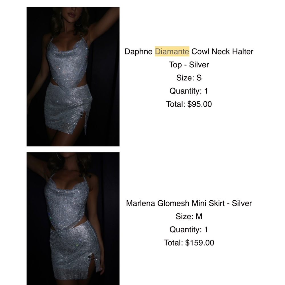 Meshki Daphne Diamante Cowl Neck Halter
